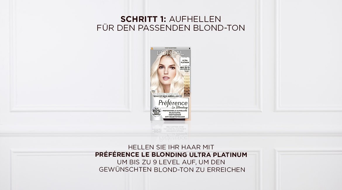 Anwendung erklärt Schritt 1 - Aufhellen für den passenden Blond-Ton und eine Nuance von LeBlonding